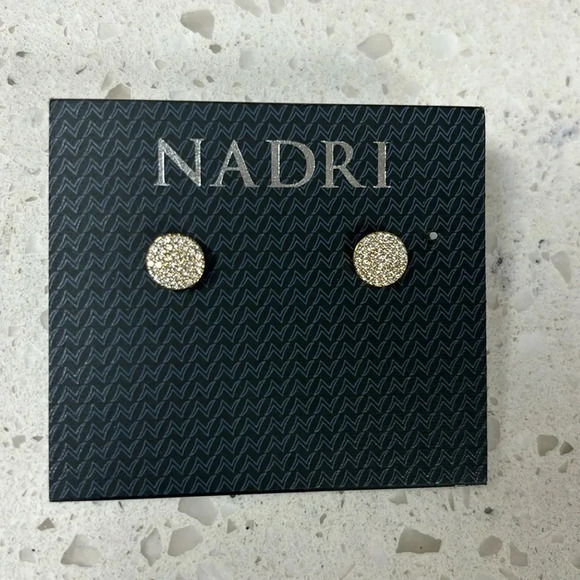 NWT NADRI gold circle stud earrings with cubic zirconia.25”l - Picture 1 of 4